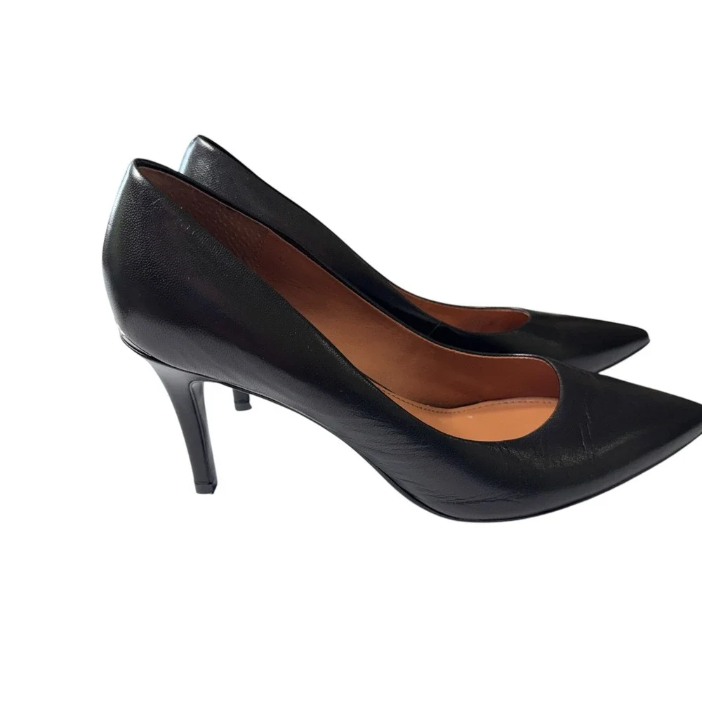 Calvin Klein Pumps Women 10 Black Excellent Leather Pointed Toe Stiletto Heel